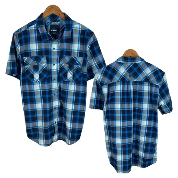 BF1048 Mens Prana Outdoor Adventure Plaid Button Down Shirt L - Picture 1 of 6